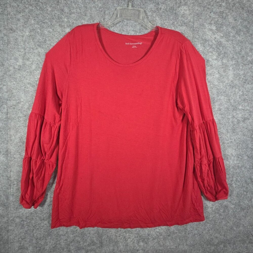 Soft Surroundings Top Long Sleeve Pullover Scoop neckline Red Women's Size XL